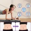 A woman is performing a plank exercise on a fitness device, with diagrams of abdominal muscles shown in hexagons. Produktbild-Vorschau