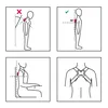Four diagrams illustrating proper and improper posture and the use of a posture corrector. Podgląd zdjęcia produktu
