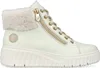 A white high-top sneaker with a faux fur lining and gold zipper detail. Produktbild-Vorschau
