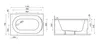 Technical drawings of a bathtub with dimensions. Produktbild-Vorschau