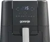Close-up of the top control panel of a black air fryer. Produktbild-Vorschau