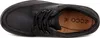 A top-down view of a black leather shoe. Produktbild-Vorschau