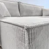 Close-up view of a light gray corduroy sofa. Produktbild-Vorschau