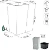 Diagram of a planter with dimensions and icons indicating features, alongside a separate image of the planter and its insert. Anteprima dell’immagine prodotto