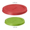 Two round lids, one red and one green, are shown against a white background. Náhľad obrázku produktu