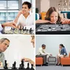 Collage of four scenes showing people playing chess and checkers. Produktbild-Vorschau