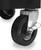 A close-up view of a black caster wheel with a silver locking mechanism on a white background. Voir les images du produit