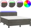 vidaXL Boxspring posteľ s matracom a LED diódou Tmavo sivá Náhľad obrázku produktu 2