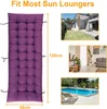A collage of images showing a purple sun lounger cushion, a house with a patio, an indoor living room, and a swimming pool area with lounge chairs. Náhled obrázku produktu