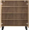 An open wooden cabinet with shelves. Anteprima dell’immagine prodotto