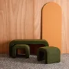 sweeek - Bank und Satzhocker Bouclé - Khaki Produktbild-Vorschau 3