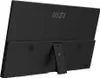 The back of a black portable monitor is shown, propped up by its stand. Produktbild-Vorschau