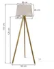 Stehlampe Dreifuß Eiche mit Kegelschirm Leinen Hellbeige Produktbild-Vorschau 5