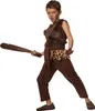 A young boy dressed as a caveman, holding a club and a knife. Produktbild-Vorschau