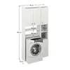 A white cabinet with shelves and a washing machine is shown with dimensions indicated. Náhled obrázku produktu