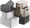 A collection of storage baskets of various sizes and colors stacked on top of each other. Voir les images du produit