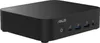 A black Asus NUC mini-PC is shown from a front-side angle on a white background. Produktbild-Vorschau