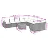 Design 11-tlg. Garten-Sofagarnitur mit Kissen Schwarz Poly Produktbild-Vorschau 6