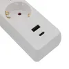 A close-up view of a white power strip with USB-A and USB-C ports. Produktbild-Vorschau