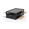 A black raclette grill with wooden handles, shown on a white background. Produktbild-Vorschau