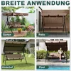 UISEBRT 3-Sitzer Hollywoodschaukel Braun, 175,5x110x152 cm Produktbild-Vorschau 7
