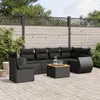 vidaXL 7-tlg. Garten-Sofagarnitur mit Kissen Schwarz Poly Produktbild-Vorschau 2