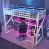 Lit mezzanine 90x200 cm avec éclairage LED, bureau, Voir les images du produit 5