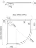 Technical drawing of a shower tray with dimensions and specifications. Produktbild-Vorschau