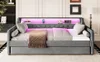 Schlafsofa 90x200 Grau – LED-Beleuchtung, USB, ausziehbares Produktbild-Vorschau 10
