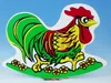 A colorful illustration of a rooster on a white background with a light blue sky. Náhľad obrázku produktu
