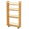 Schmales Rollregal aus Bambus – 4 Ablagen, 45x15x81cm, Produktbild-Vorschau 1