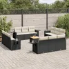 vidaXL 13-tlg. Garten-Sofagarnitur mit Kissen Schwarz Poly Produktbild-Vorschau 2