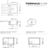 Technical drawings and measurements of a sink. Anteprima dell’immagine prodotto