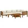 6-tlg. Garten-Lounge-Set mit Creme Kissen Massivholz Akazie Produktbild-Vorschau 1