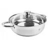 A stainless steel cooking pot with a glass lid, shown from a side angle against a white background. Produktbild-Vorschau