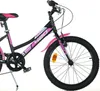 A close-up studio shot of a pink and black children's bicycle. Produktbild-Vorschau