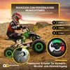 A child riding a green and black quad bike in a sandy, hilly outdoor environment. Produktbild-Vorschau