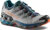 Wanderschuhe für Damen; Modell "Ultra Raptor II Leather Woman GTX" von La Sportiva in Grau mit blauen und orangen Akzenten. Produktbild-Vorschau