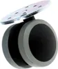 A close-up studio shot of a black and gray double caster wheel with a silver mounting plate. Voir les images du produit