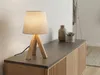 Kleine Tischlampe skandinavisch mit Holz & Leinen Produktbild-Vorschau 8