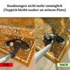 A side-by-side comparison image showing a rug before and after vacuuming, with a vacuum cleaner head visible in both frames. Produktbild-Vorschau