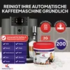 Collage advertising cleaning tablets for automatic coffee machines, showing a coffee machine, cleaning tablets, and product benefits. Produktbild-Vorschau