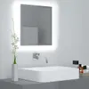 vidaXL LED koupelnové zrcadlo s vysokým leskem šedé Náhled obrázku produktu 2