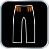 A graphic illustration of a pair of black pants with orange accents at the waistband. Anteprima dell’immagine prodotto