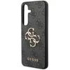 A side view of a black phone case with a repeating Guess logo pattern and a large metallic Guess logo. Náhľad obrázku produktu