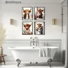 4er-Set lustige Highland-Kuh-Poster, Leinwand, 20x25 cm, ungerahmt Produktbild-Vorschau