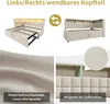 Collage showing different views and details of a bed frame with storage and a headboard with lighting. Anteprima dell’immagine prodotto