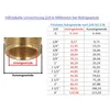 A table showing the conversion of inches to millimeters for pipe threads, with an illustration of a threaded fitting. Náhled obrázku produktu
