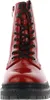 A close-up, front-facing view of a red lace-up boot with a black sole. Produktbild-Vorschau