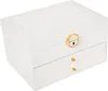 A white jewelry box with gold accents is shown against a white background. Podgląd zdjęcia produktu
